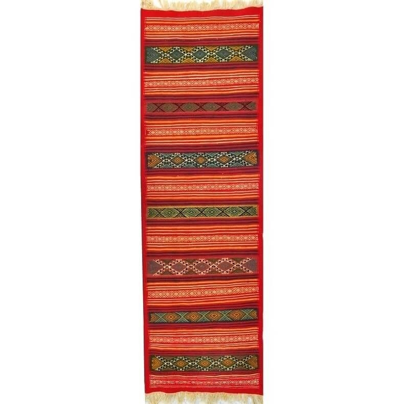 Tapete berbere Tapete Kilim longo Gasrine 60x195 Vermelho/Multicor (Tecidos à mão, Lã) Tapete tunisiano kilim, estilo marroquino