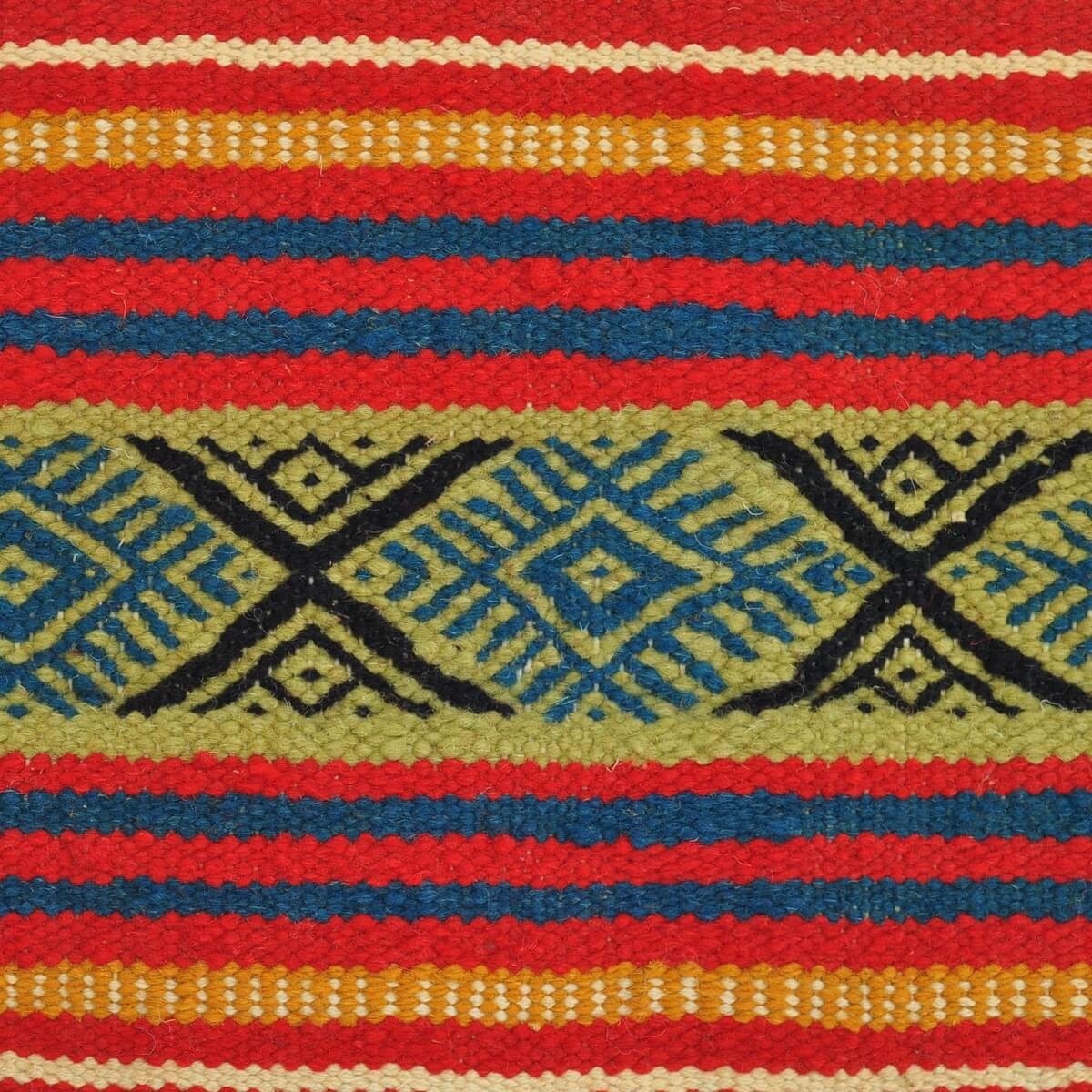 Tapis berbère Tapis Kilim long Gasrine 60x195 Rouge/Multicolore (Tissé main, Laine) Tapis kilim tunisien style tapis marocain. T