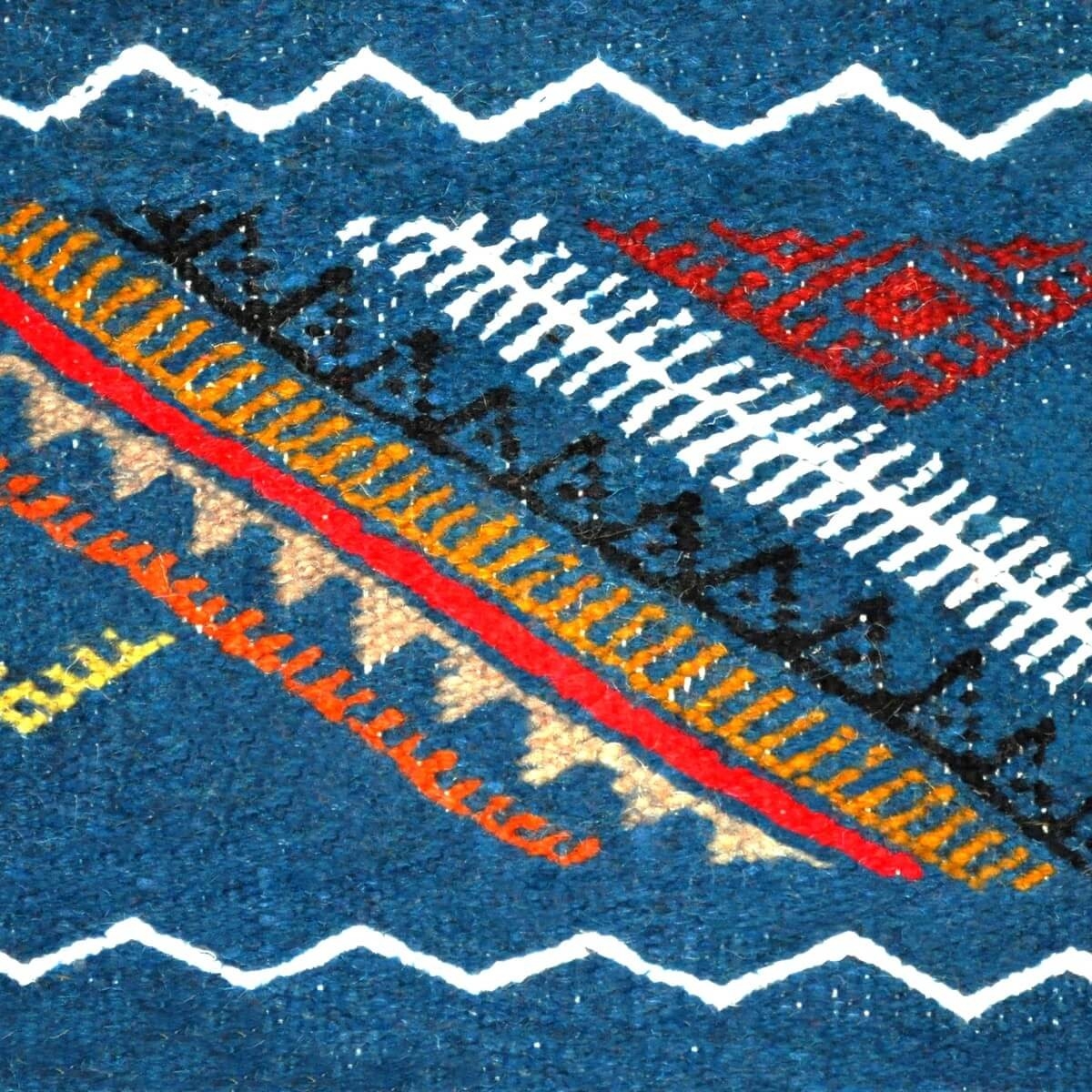 Berber Teppich Teppich Kelim lang Ben Aoun 65x230 Blau (Handgewebt, Wolle, Tunesien) Tunesischer Kelim-Teppich im marokkanischen