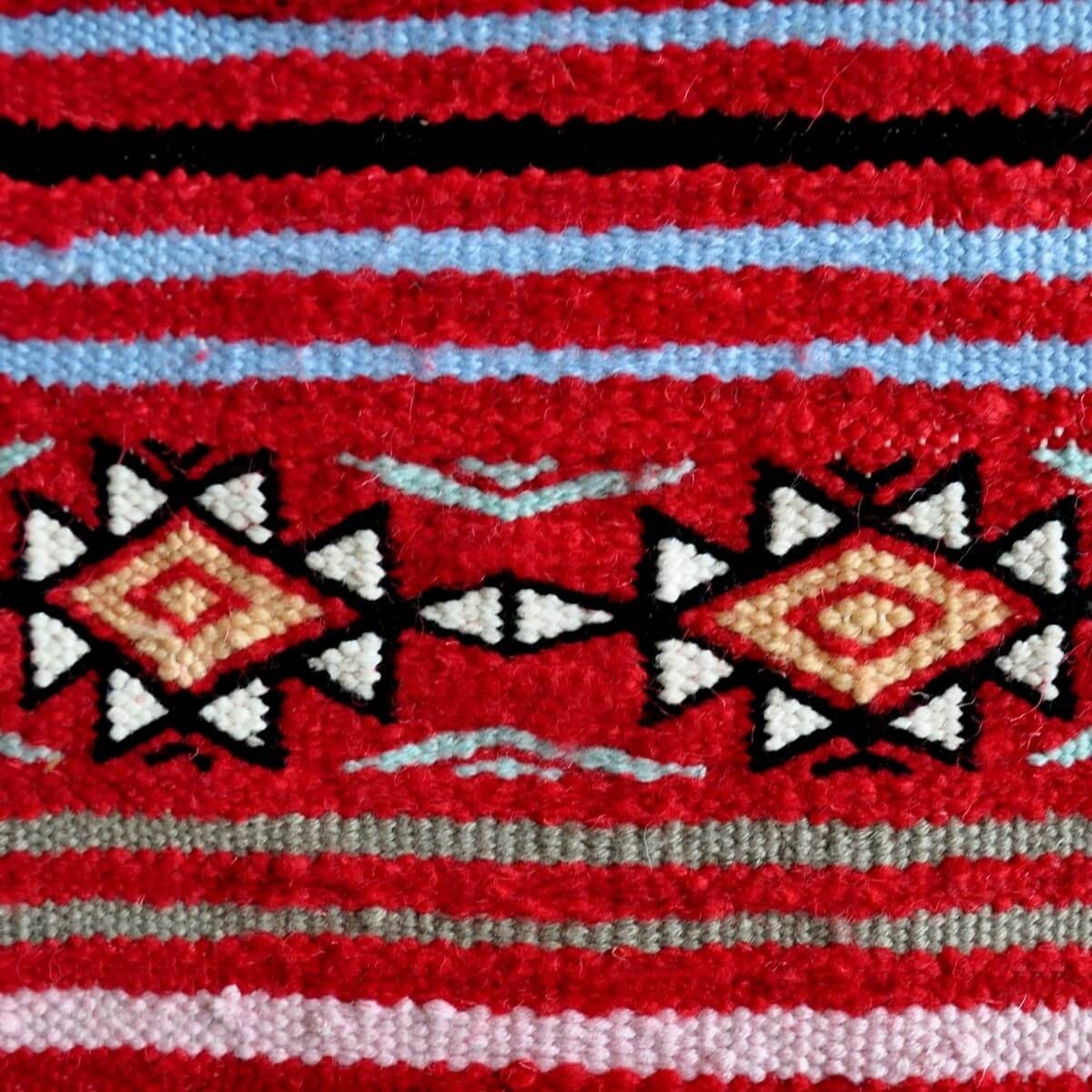 Berber Teppich Teppich Kelim lang Aljerid 75x195 Rot (Handgewebt, Wolle, Tunesien) Tunesischer Kelim-Teppich im marokkanischen S