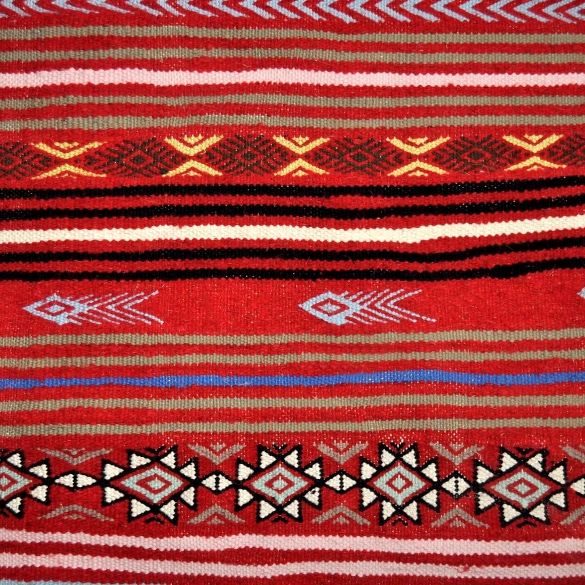 Berber Teppich Teppich Kelim lang Aljerid 75x195 Rot (Handgewebt, Wolle, Tunesien) Tunesischer Kelim-Teppich im marokkanischen S