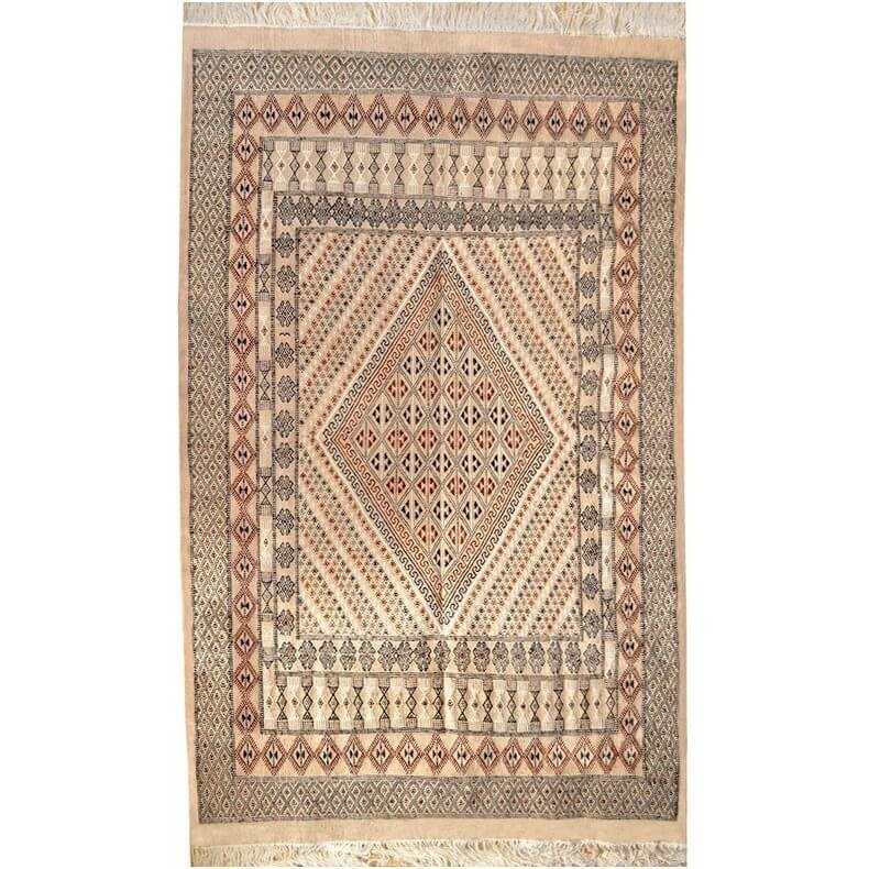 Berber Teppich Großer Teppich Margoum Jilma 160x250  Beige (Handgefertigt, Wolle) Tunesischer Margoum-Teppich aus der Stadt Kair