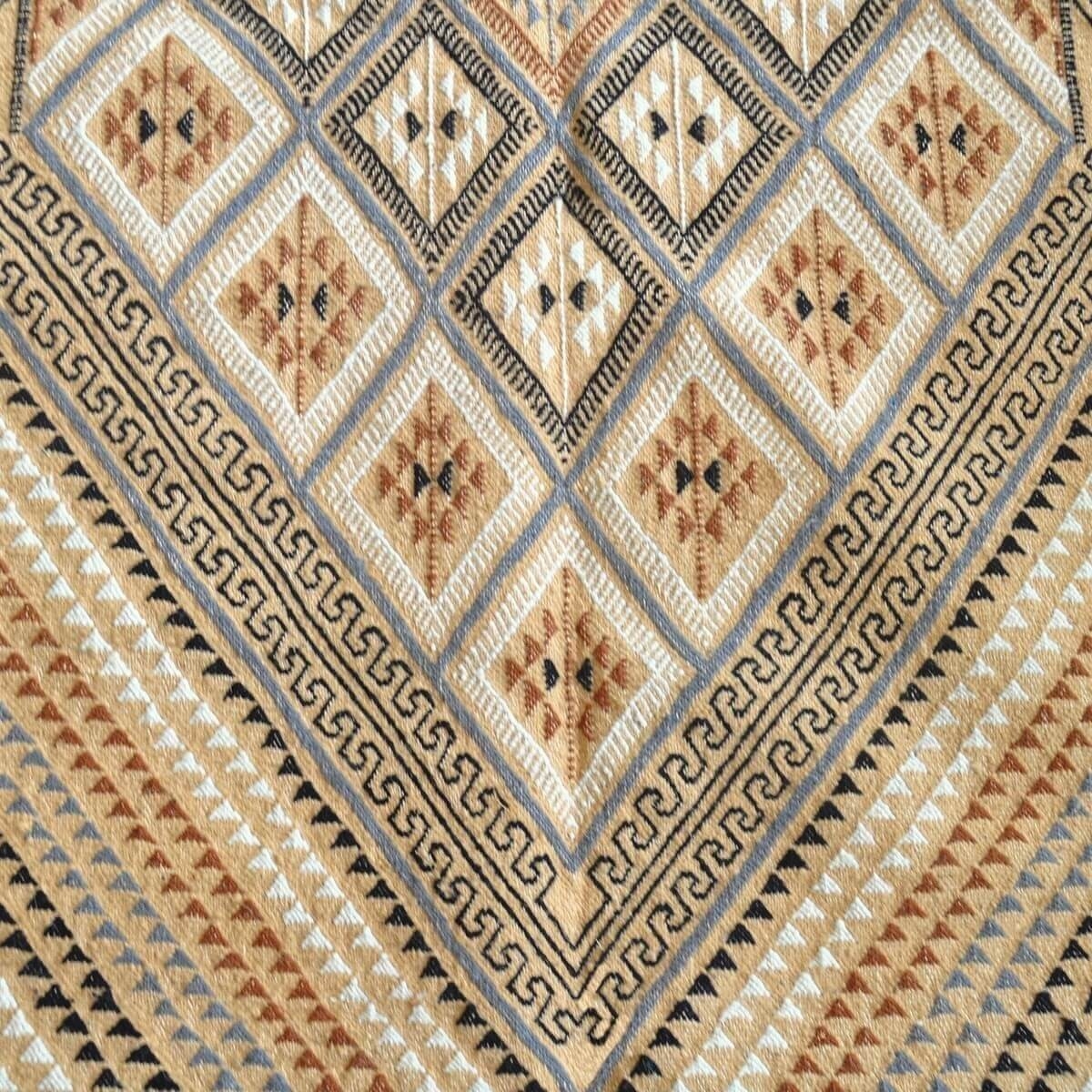 tappeto berbero Grande Tappeto Margoum Farhan 160x250 Beige (Fatto a mano, Lana, Tunisia) Tappeto margoum tunisino della città d