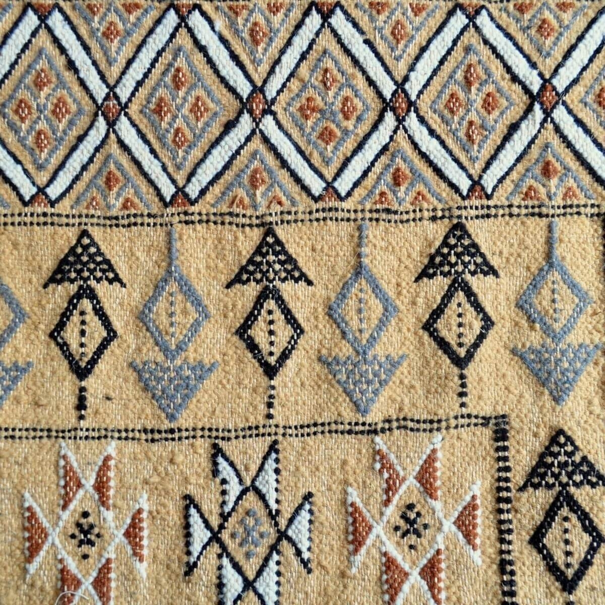 Alfombra bereber Alfombra grande Margoum Farhan 160x250 Beige (Hecho a mano, Lana, Túnez) Alfombra margoum tunecina de la ciudad