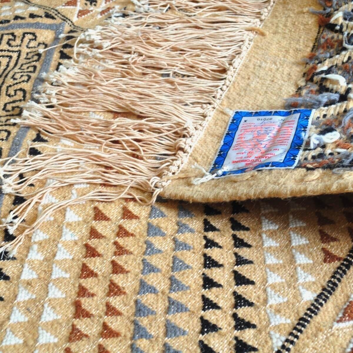 Tapete berbere Grande Tapete Margoum Farhan 160x250 Bege (Artesanal, Lã, Tunísia) Tapete Margoum tunisino da cidade de Kairouan.