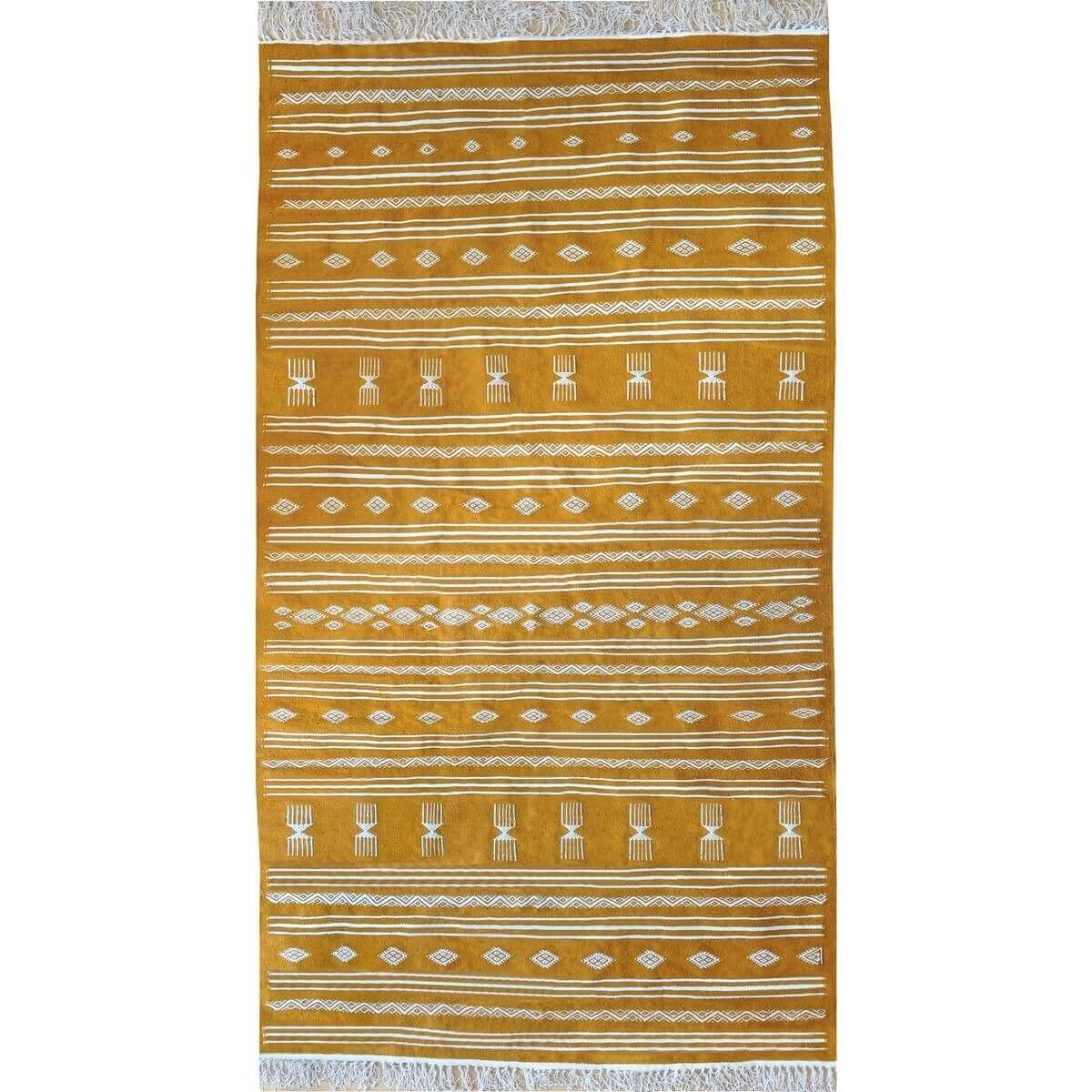 Berber carpet Rug Kilim Jawad 135x240 Yellow/White (Handmade, Wool) Tunisian Rug Kilim style Moroccan rug. Rectangular carpet 10