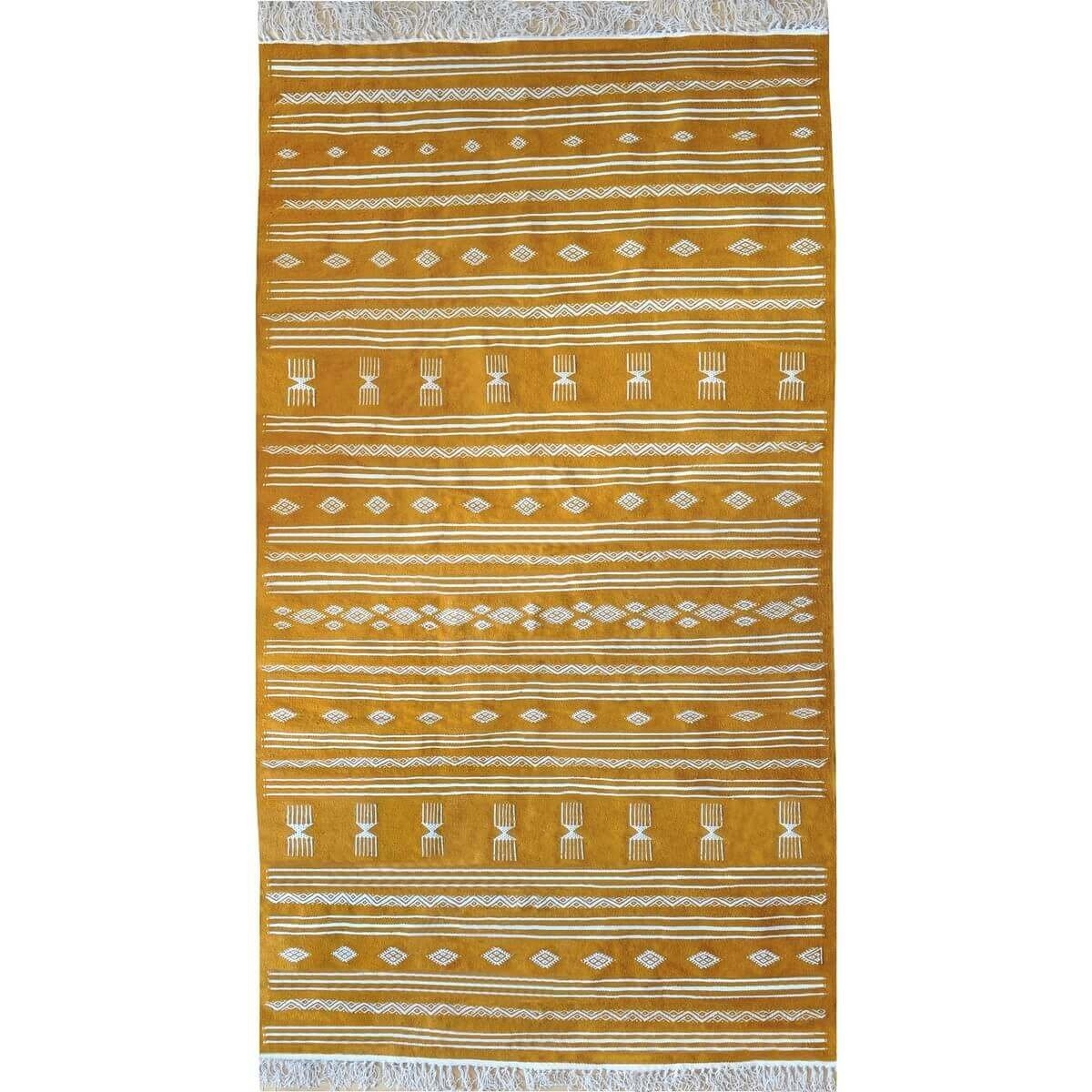 tappeto berbero Tappeto Kilim Jawad 135x240 Giallo/Bianco (Fatto a mano, Lana) Tappeto kilim tunisino, in stile marocchino. Tapp