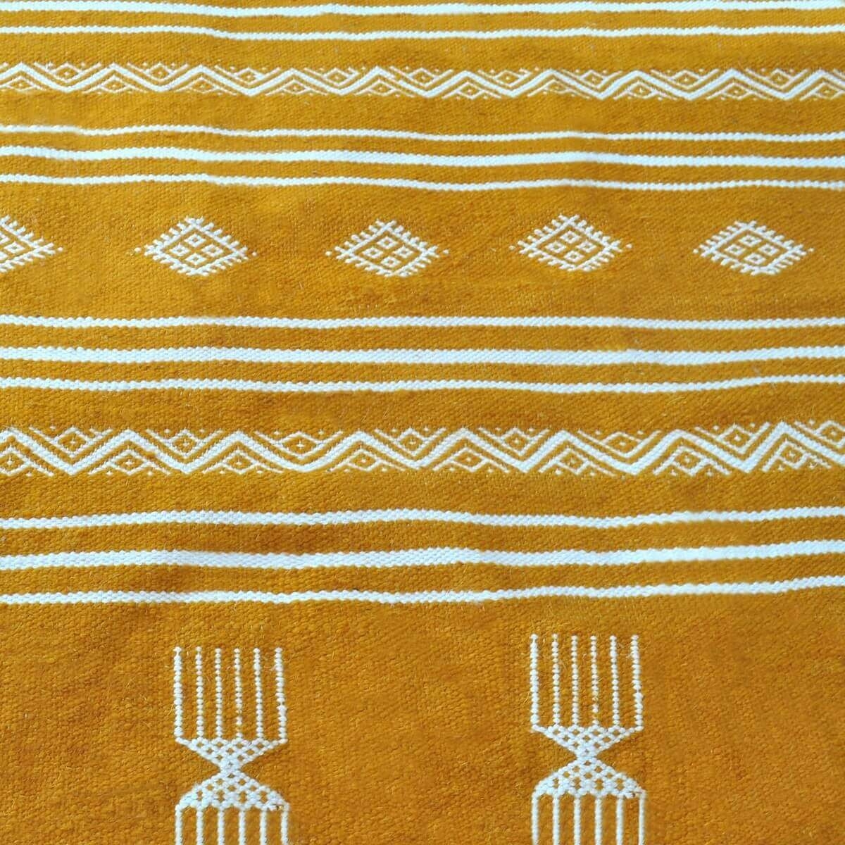 Tapete berbere Tapete Kilim Jawad 135x240 Branco/Amarelado (Tecidos à mão, Lã) Tapete tunisiano kilim, estilo marroquino. Tapete