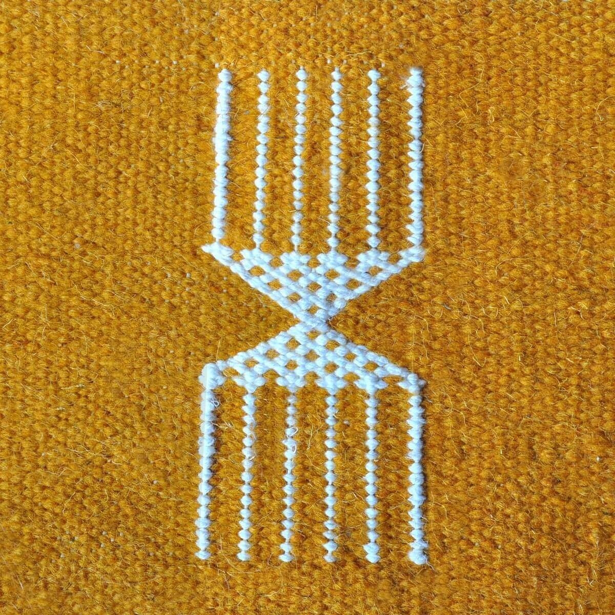 Berber carpet Rug Kilim Jawad 135x240 Yellow/White (Handmade, Wool) Tunisian Rug Kilim style Moroccan rug. Rectangular carpet 10