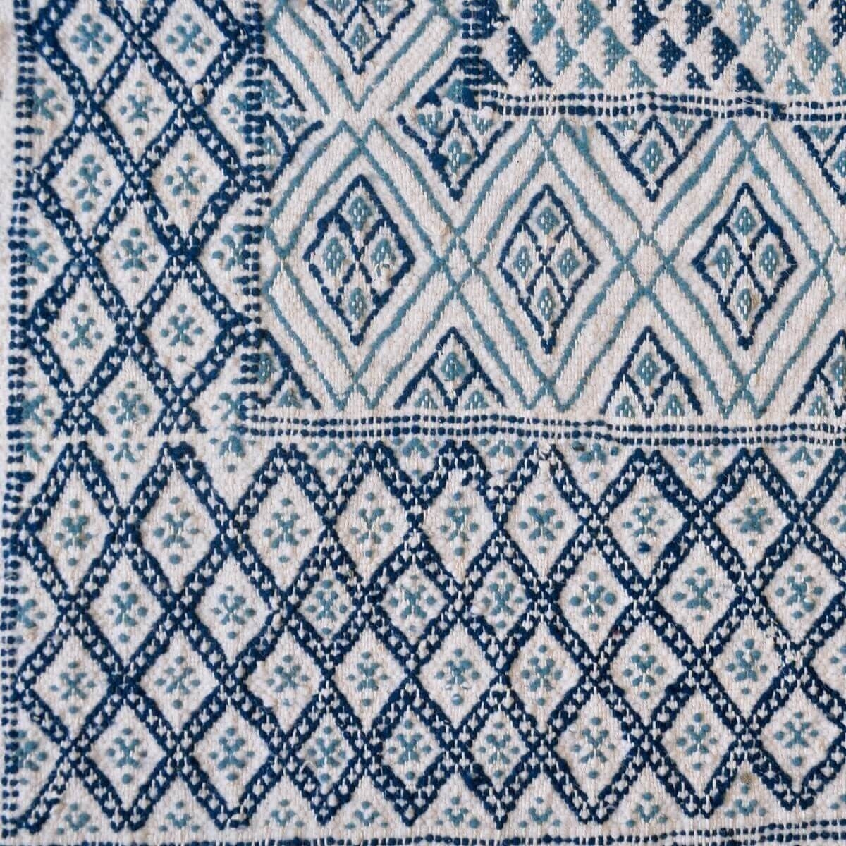 Alfombra bereber Alfombra grande Margoum Zaytouna 200x290 Azul/Blanco (Hecho a mano, Lana, Túnez) Alfombra margoum tunecina de l