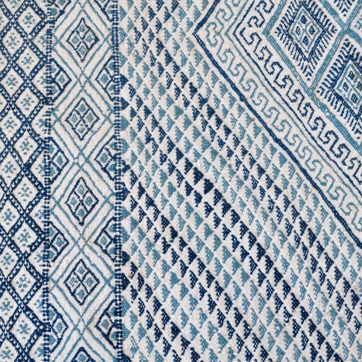Berber carpet Large Rug Margoum Medina 198x298 Blue/White (Handmade, Wool, Tunisia) Tunisian margoum rug from the city of Kairou
