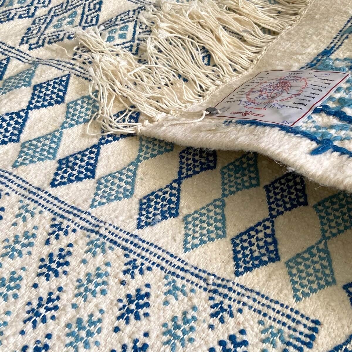 Berber tapijt Groot Tapijt Margoum Chikly 163x242 Blauw/Wit (Handgeweven, Wol, Tunesië) Tunesisch Margoum Tapijt uit de stad Kai
