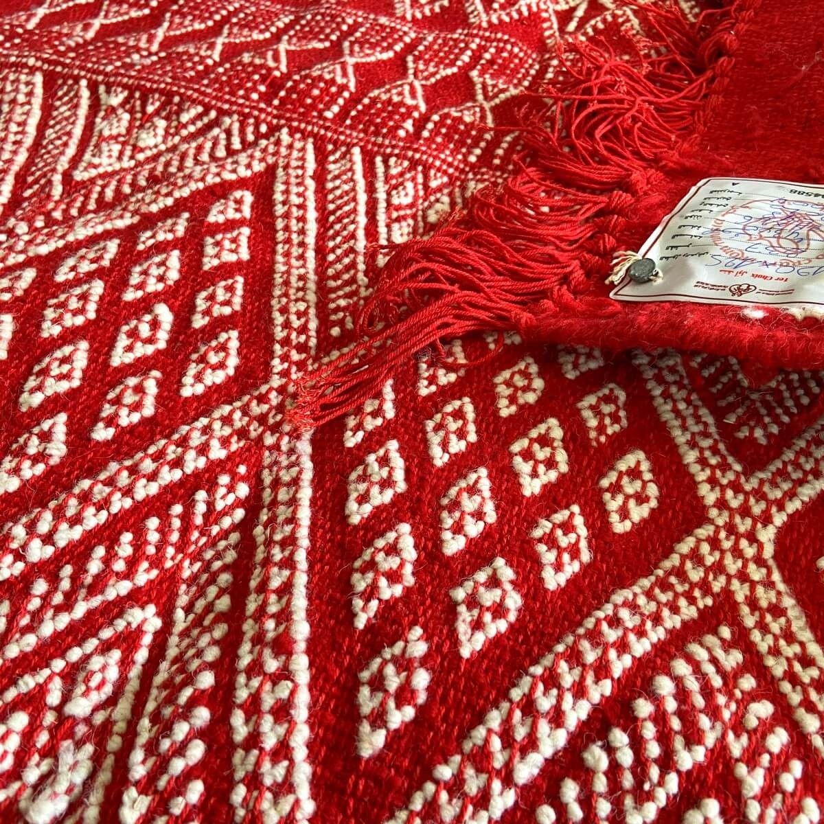 Tapis berbère Tapis Margoum Daoui 125x190 Rouge (Fait main, Laine) Tapis margoum tunisien de la ville de Kairouan. Tapis de salo