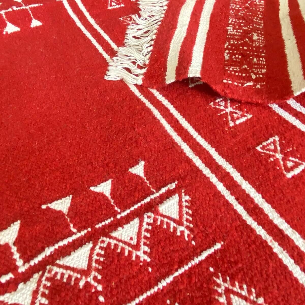 Tapete berbere Tapete Kilim Nassen 105x208 Vermelho (Tecidos à mão, Lã, Tunísia) Tapete tunisiano kilim, estilo marroquino. Tape