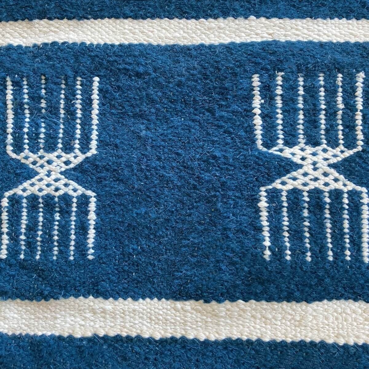 Berber Teppich Teppich Kelim Sahline 135x256 Blau/Weiss (Handgewebt, Wolle) Tunesischer Kelim-Teppich im marokkanischen Stil. Re
