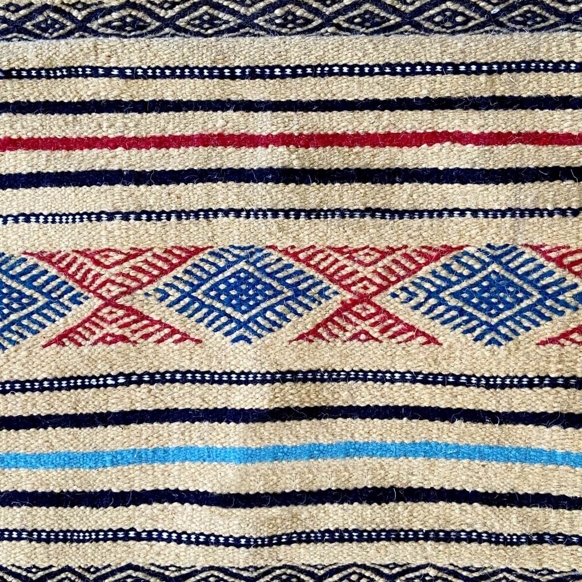 Tapis berbère Tapis Kilim Saïd 138x237 Beige/blanc (Tissé main, Laine) Tapis kilim tunisien style tapis marocain. Tapis rectangu