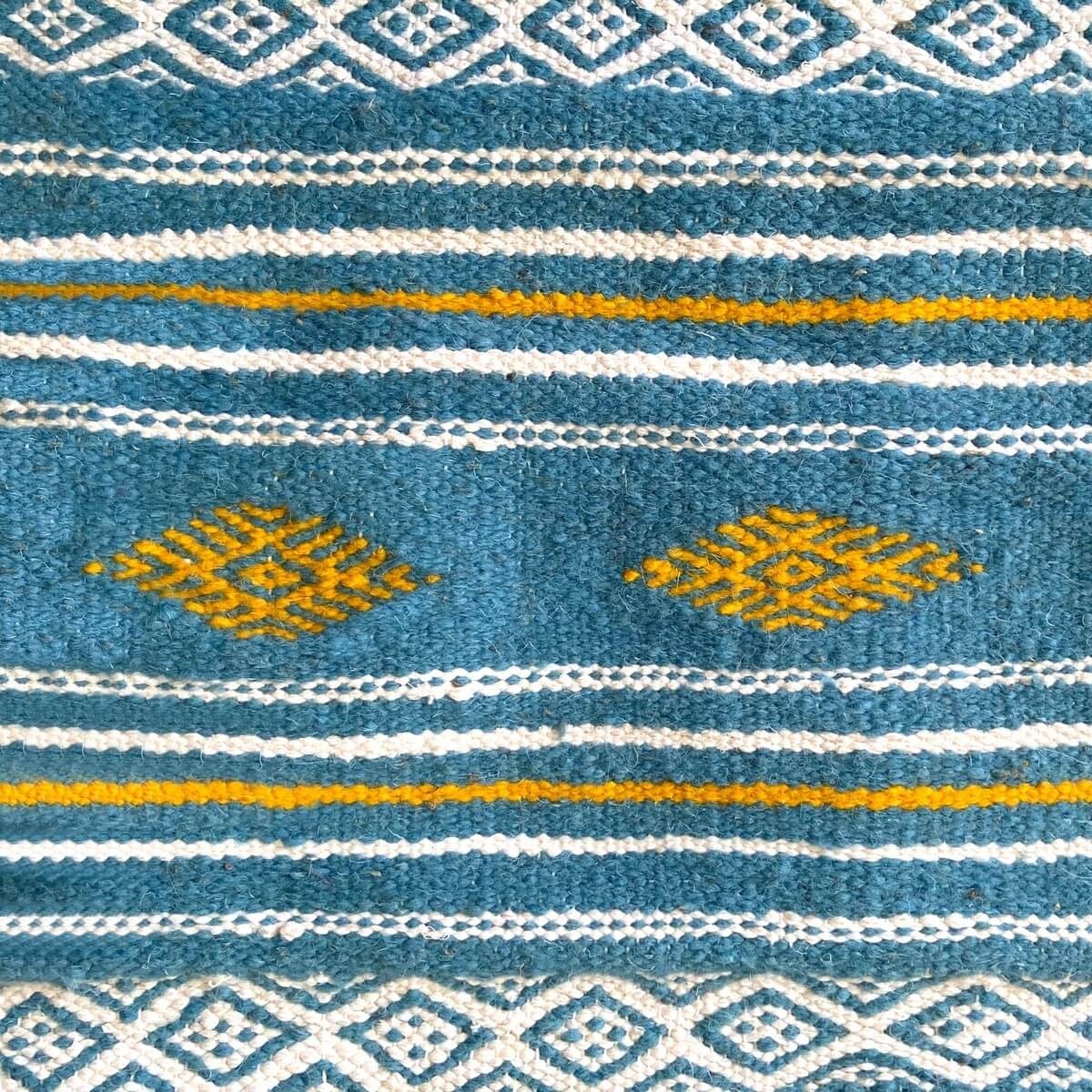 Tapis berbère Tapis Kilim Oued Zitoun 136x244 Bleu turquoise /Jaune/Rouge (Tissé main, Laine) Tapis kilim tunisien style tapis m