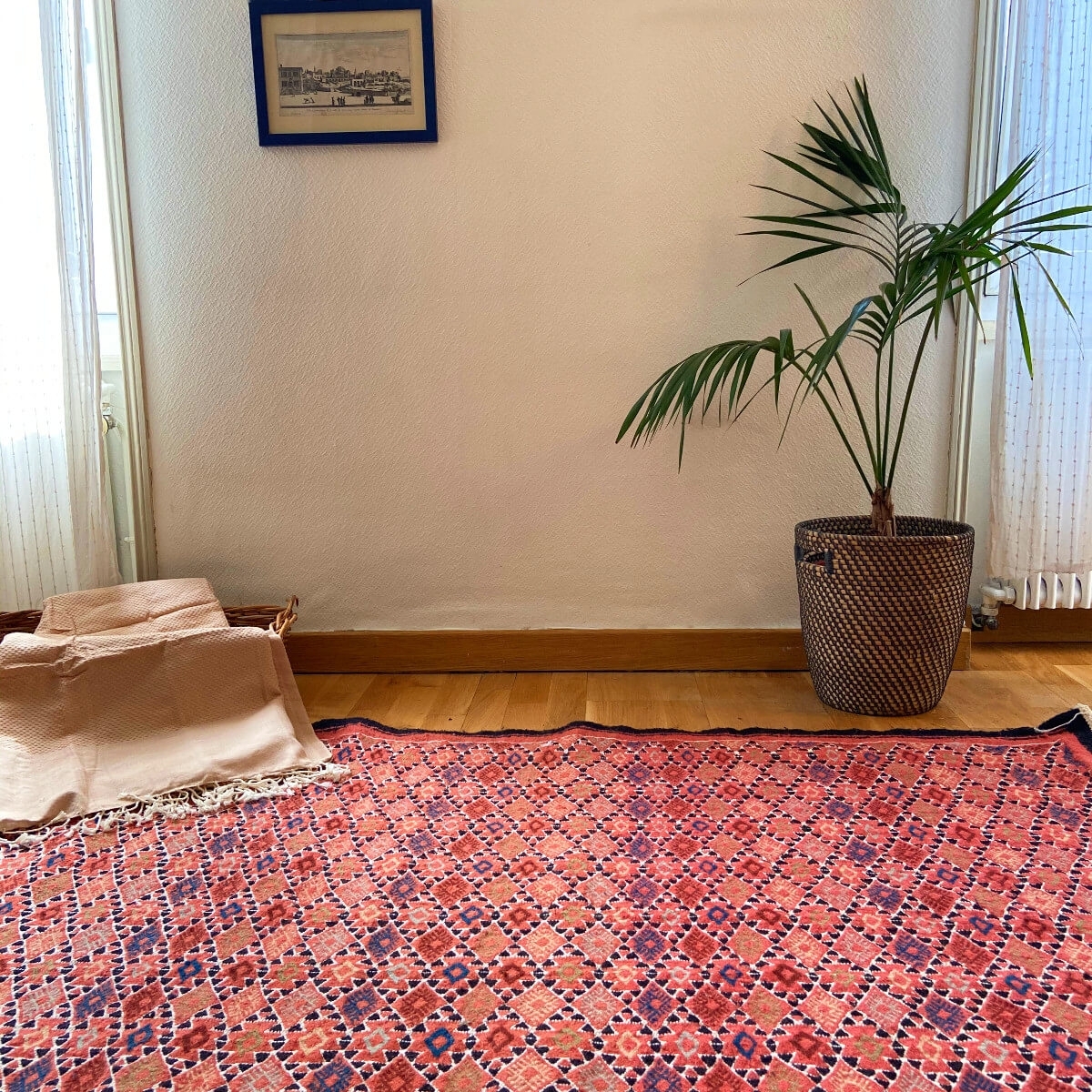 tappeto berbero Tappeto Kilim Tanger 105x180 Rosso/Multicolore (Fatto a mano, Lana) Tappeto kilim tunisino, in stile marocchino.
