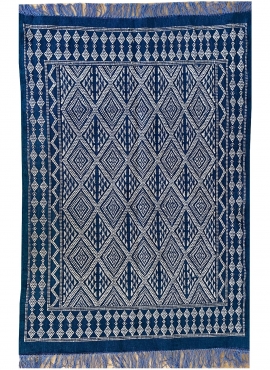 tappeto berbero Tappeto Margoum Makki 124x186 Blu (Fatto a mano, Lana) Tappeto margoum tunisino della città di Kairouan. Tappeto