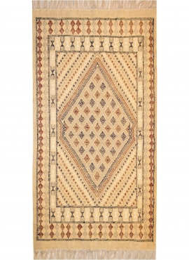 tappeto berbero Tappeto Margoum Teskreya 112x206 Beige (Fatto a mano, Lana, Tunisia) Tappeto margoum tunisino della città di Kai