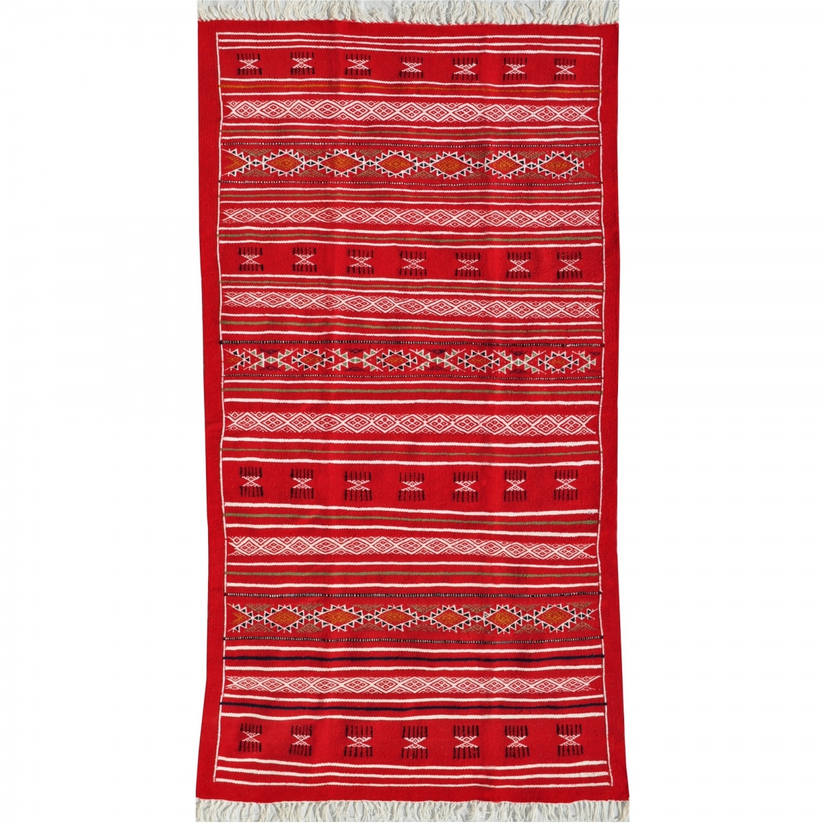 tappeto berbero Tappeto Kilim Agadir 115x200 Rosso (Fatto a mano, Lana, Tunisia) Tappeto kilim tunisino, in stile marocchino. Ta