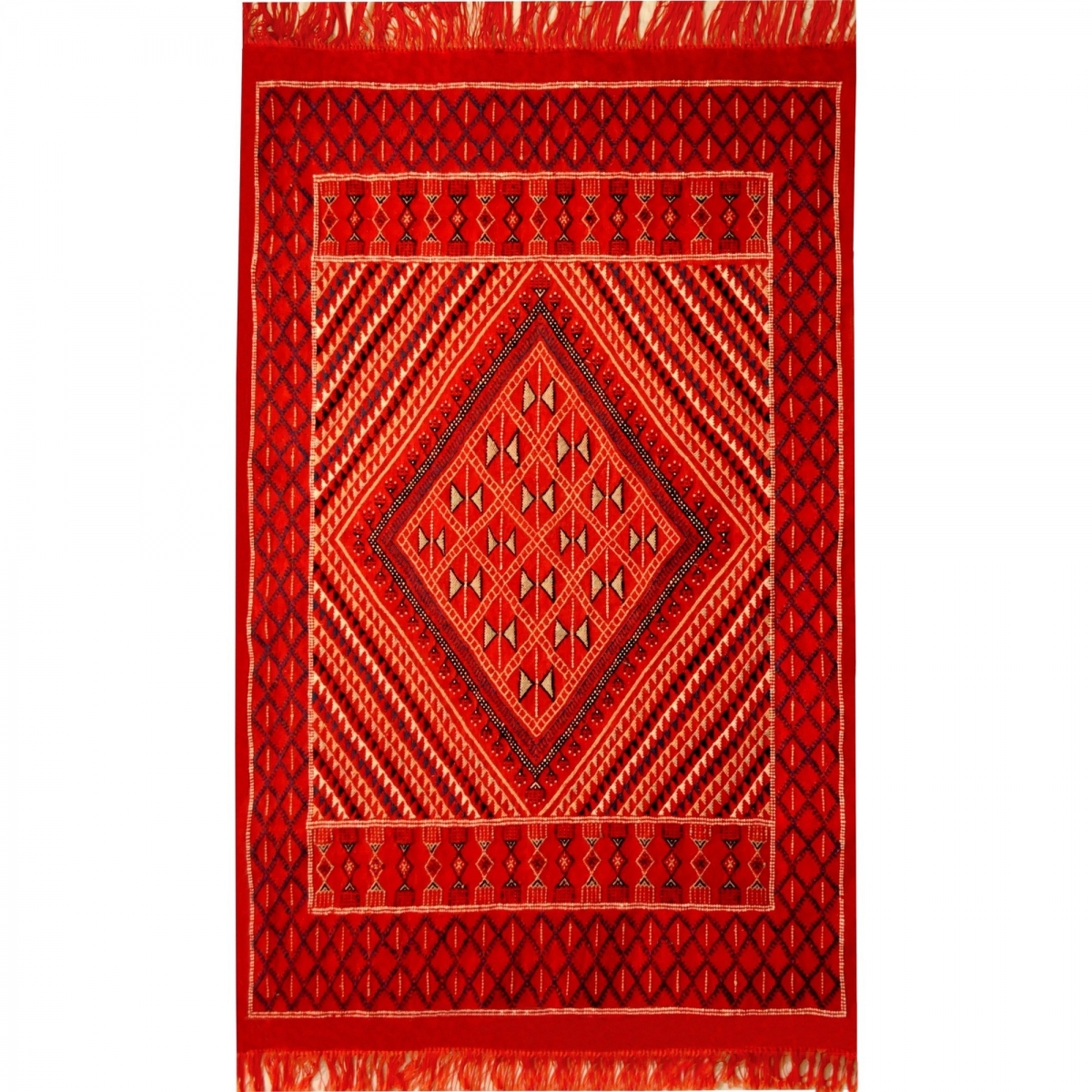 Berber carpet Rug Margoum Kantoui 120x180 Red (Handmade, Wool) Tunisian margoum rug from the city of Kairouan. Rectangular livin