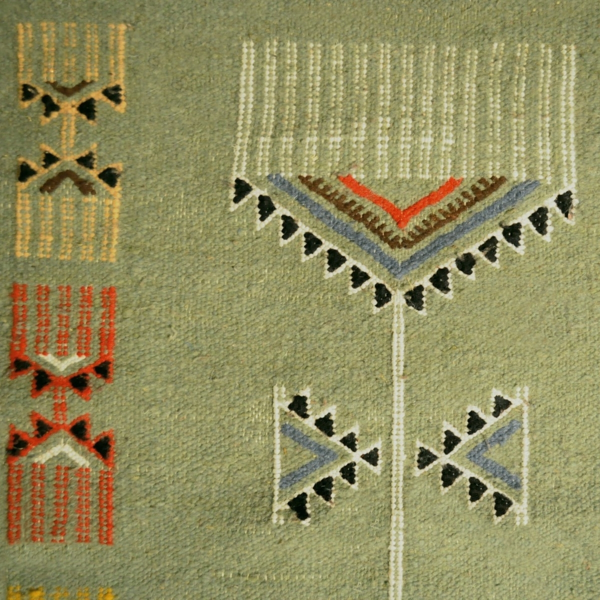 Tapis berbère Tapis Kilim long Zramdine 60x190 Vert/Multicolore (Tissé main, Laine) Tapis kilim tunisien style tapis marocain. T