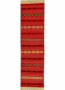 tappeto berbero Tappeto Kilim lungo Mellassine 60x200 Rosso (Fatto a mano, Lana, Tunisia) Tappeto kilim tunisino, in stile maroc