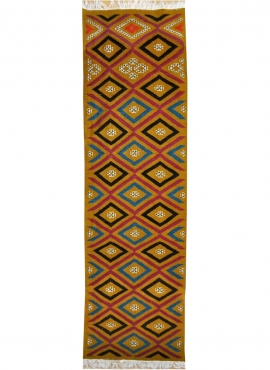 Berber tapijt Tapijt Kilim lang Ajim 65x215 Jeel (Handgeweven, Wol, Tunesië) Tunesisch kilimdeken, Marokkaanse stijl. Rechthoeki