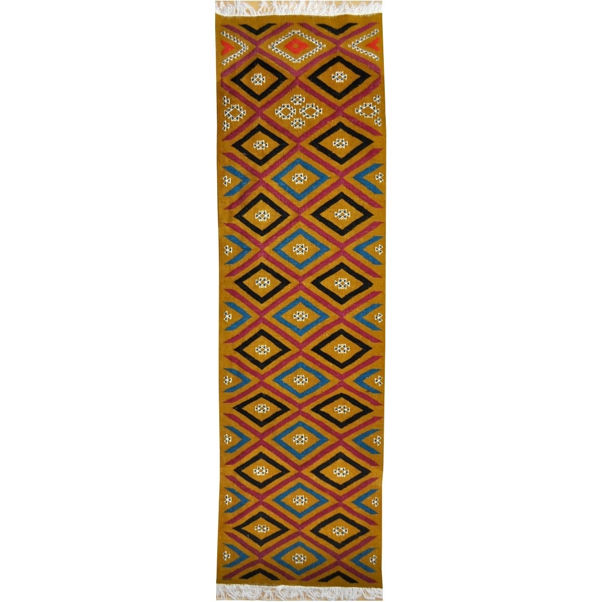 Berber tapijt Tapijt Kilim lang Ajim 65x215 Jeel (Handgeweven, Wol, Tunesië) Tunesisch kilimdeken, Marokkaanse stijl. Rechthoeki