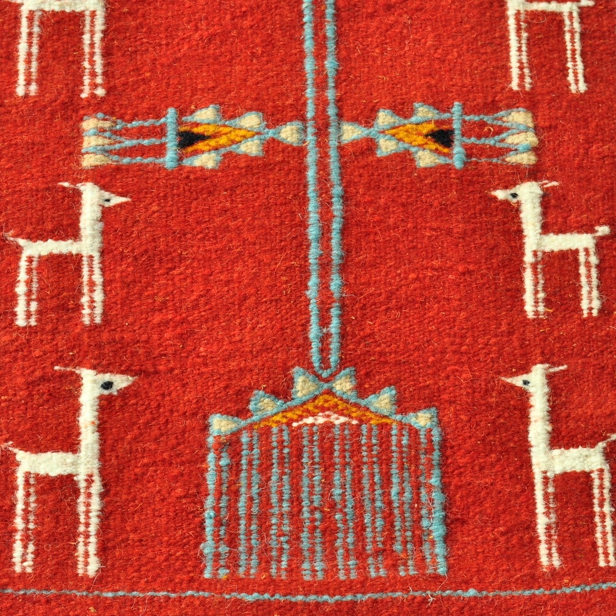 Tapis berbère Tapis Kilim long Bourdguen 65x195 Rouge (Tissé main, Laine) Tapis kilim tunisien style tapis marocain. Tapis recta
