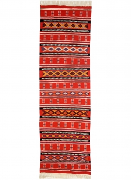 tappeto berbero Tappeto Kilim lungo Babmnara 60x200 Rosso (Fatto a mano, Lana, Tunisia) Tappeto kilim tunisino, in stile marocch