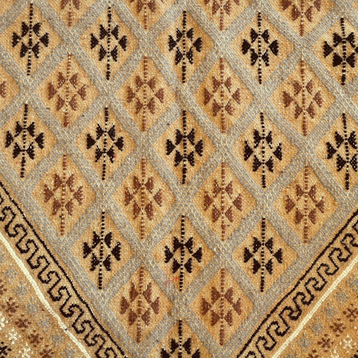 Berber Teppich Großer Teppich Margoum Zouhour 197x295 Beige (Handgefertigt, Wolle, Tunesien) Tunesischer Margoum-Teppich aus der