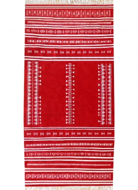 Berber tapijt Tapijt Kilim Nassen 105x208 Rood (Handgeweven, Wol, Tunesië) Tunesisch kilimdeken, Marokkaanse stijl. Rechthoekig 