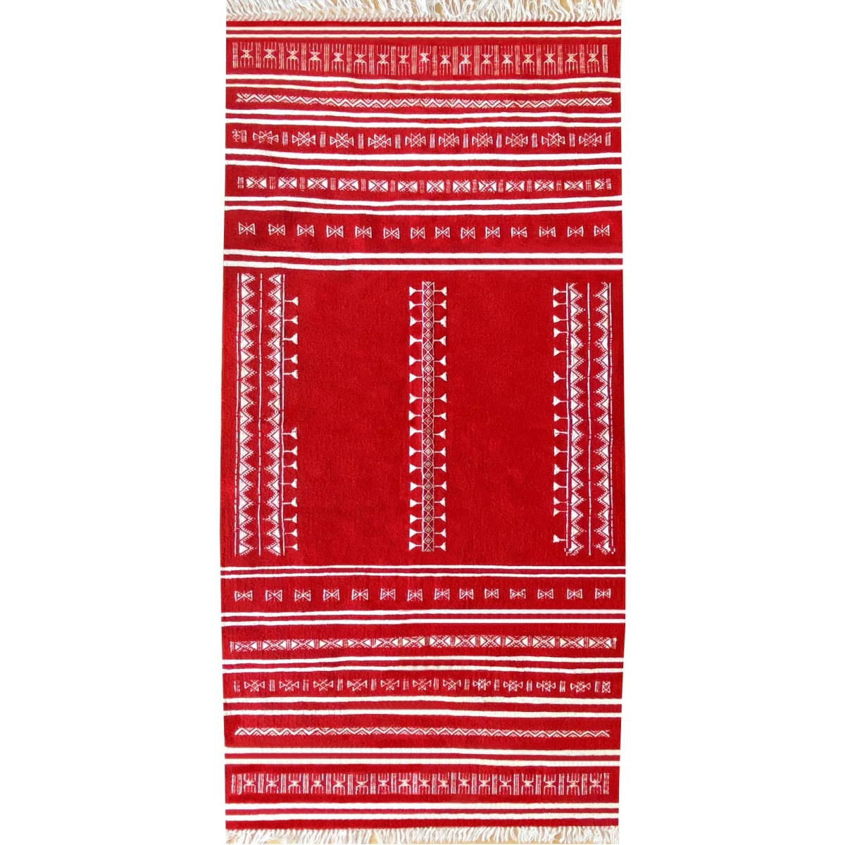 Tapete berbere Tapete Kilim Nassen 105x208 Vermelho (Tecidos à mão, Lã, Tunísia) Tapete tunisiano kilim, estilo marroquino. Tape