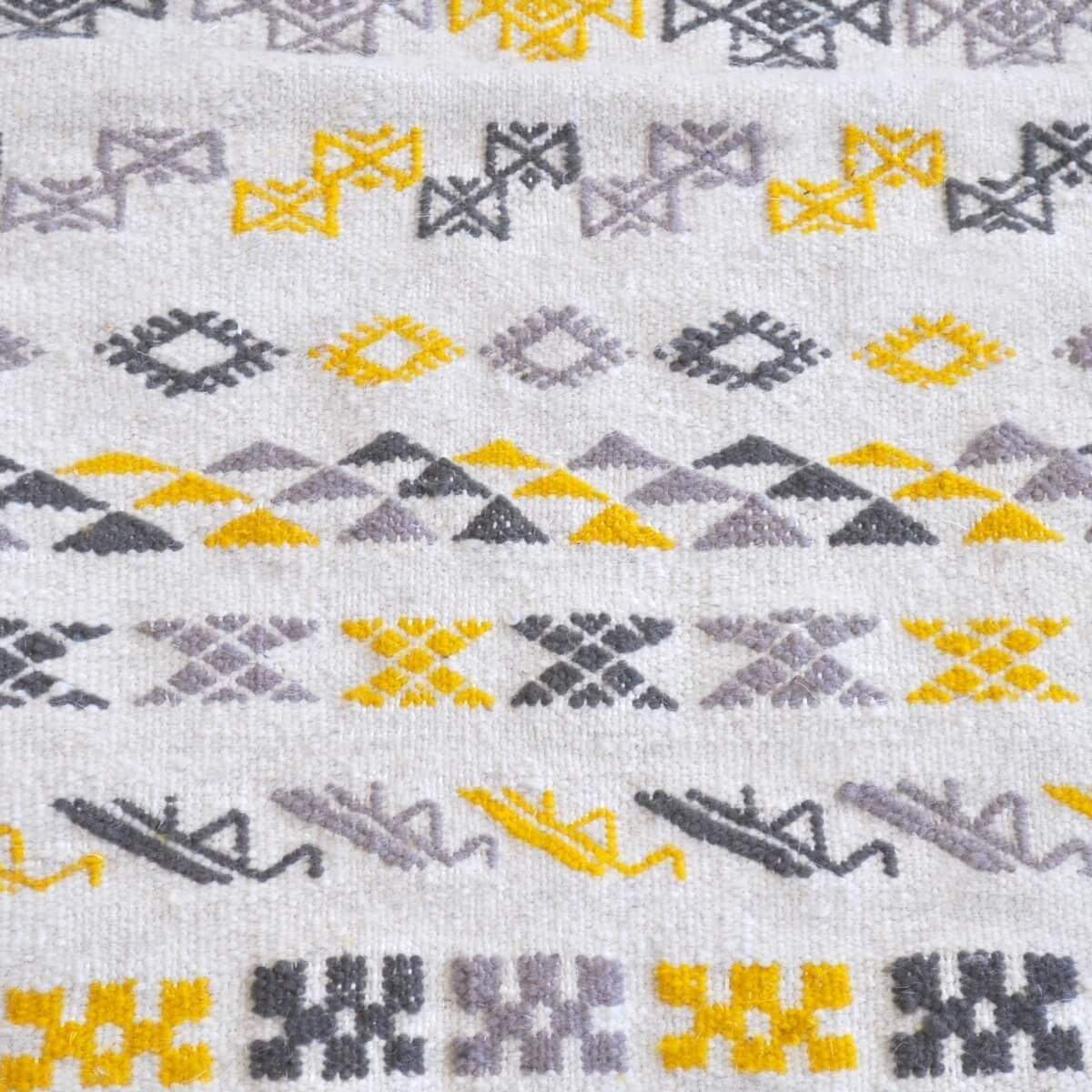 Tapete berbere Tapete Kilim 121x200 Branco Amarelo Cinza | Tecidos à mão, Lã, Tunísia Tapete tunisiano kilim, estilo marroquino.