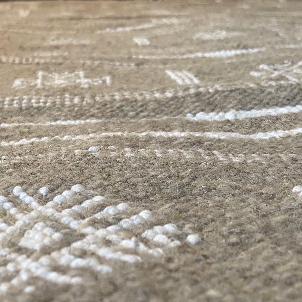 Tapis berbère Tapis Kilim Alkahfe 110x200 Gris (Tissé main, Laine, Tunisie) Tapis kilim tunisien style tapis marocain. Tapis rec