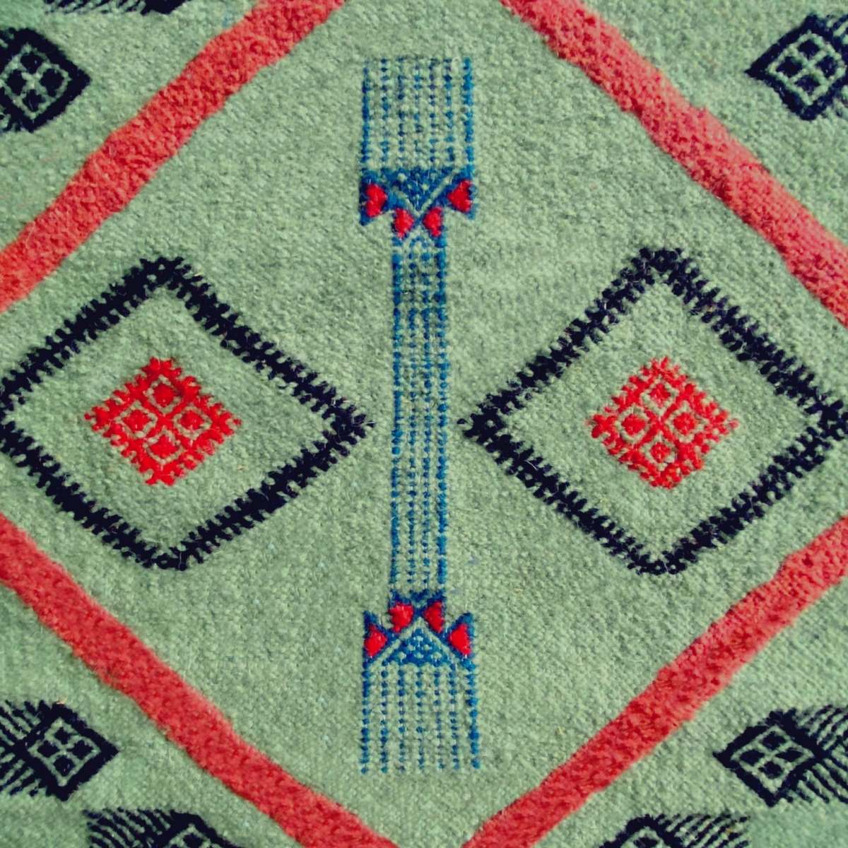 Tapis berbère Tapis Kilim long Aouled 60x215 Bleu (Tissé main, Laine, Tunisie) Tapis kilim tunisien style tapis marocain. Tapis 