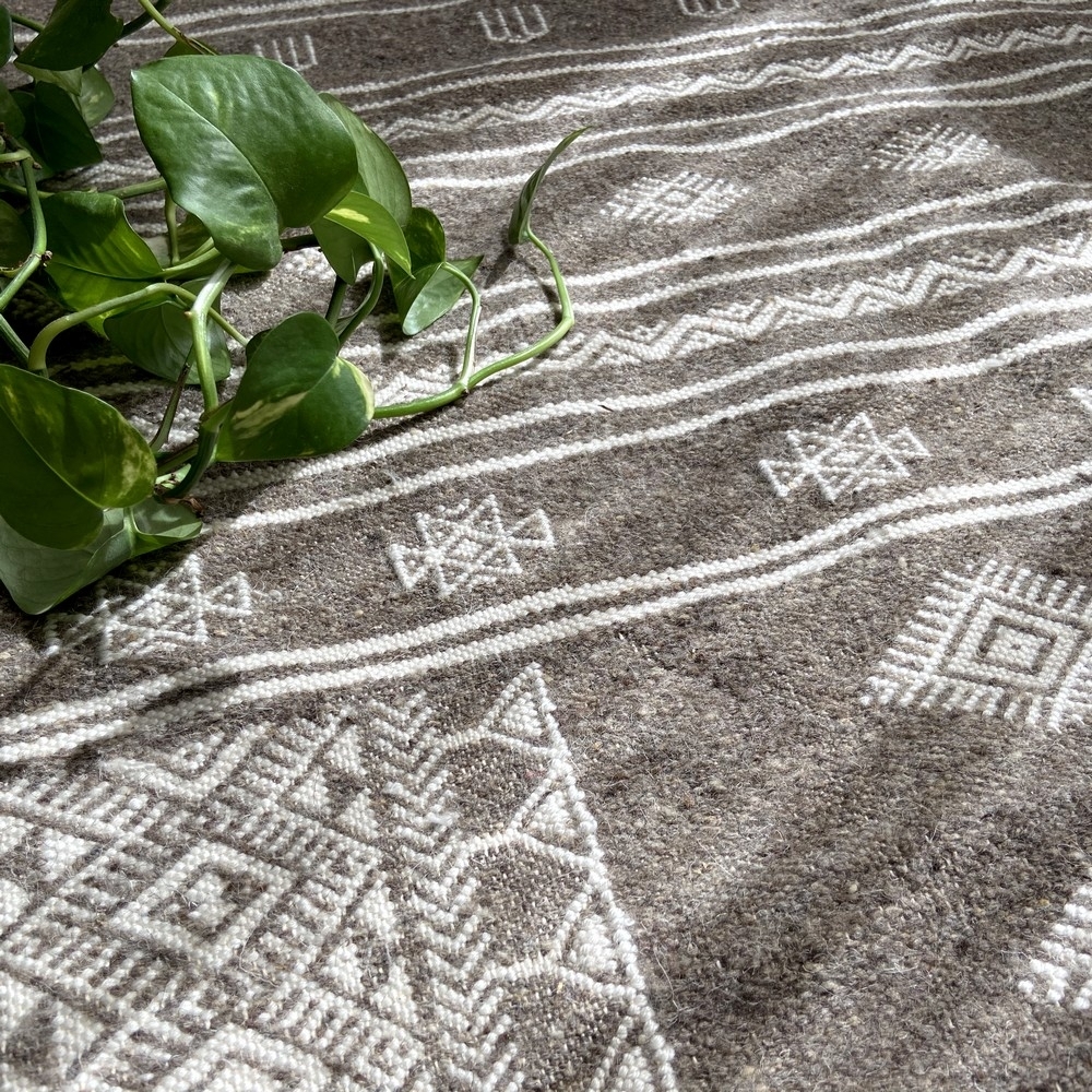 Berber tapijt Tapijt Kilim Mizza 65x115 Grijs/Wit (Handgeweven, Wol, Tunesië) Tunesisch kilimdeken, Marokkaanse stijl. Rechthoek