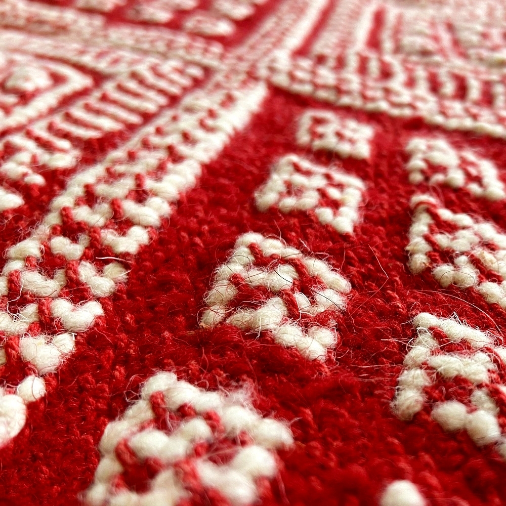 Alfombra bereber Alfombra Margoum Daoui 125x190 Rojo (Hecho a mano, Lana) Alfombra margoum tunecina de la ciudad de Kairouan. Al