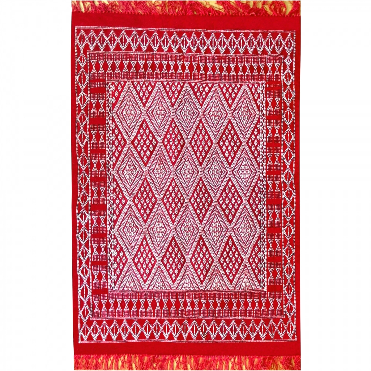 tappeto berbero Tappeto Margoum Daoui 125x190 Rosso (Fatto a mano, Lana) Tappeto margoum tunisino della città di Kairouan. Tappe