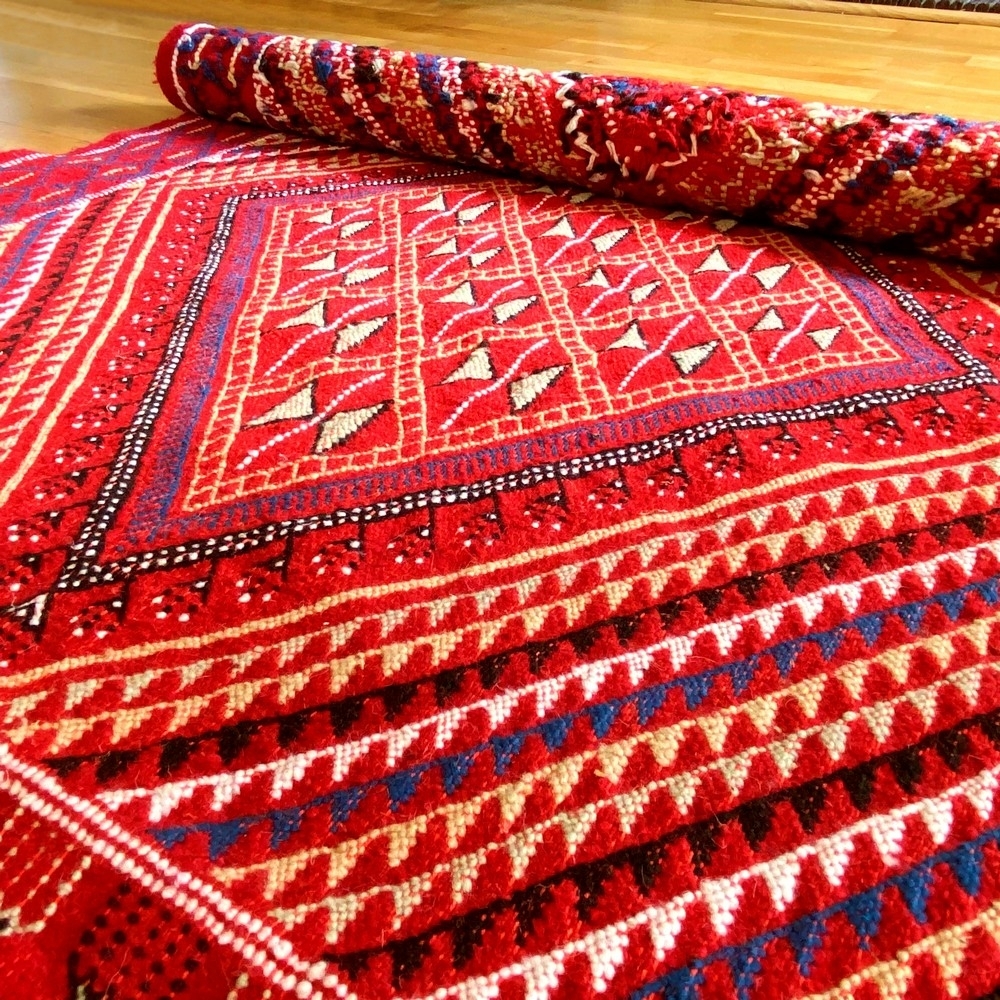 Berber Teppich Teppich Margoum Kantoui 120x180 Rot (Handgefertigt, Wolle) Tunesischer Margoum-Teppich aus der Stadt Kairouan. Re