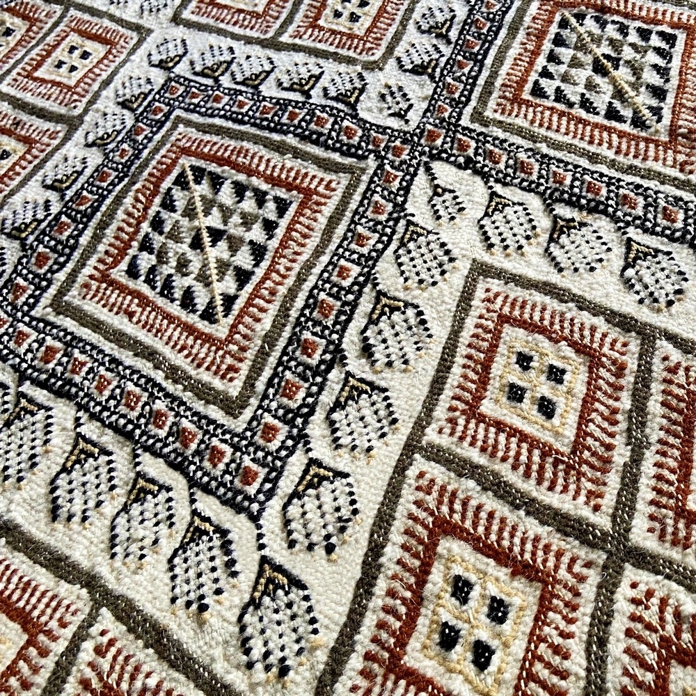 Berber Teppich Teppich Margoum Lina 140x210 Weiss/Braun (Handgefertigt, Wolle, Tunesien) Tunesischer Margoum-Teppich aus der Sta