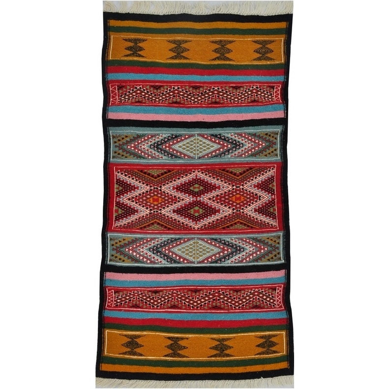 Berber carpet Rug Kilim Birssa 53x105 Multicolour (Handmade, Wool) Tunisian Rug Kilim style Moroccan rug. Rectangular carpet 100