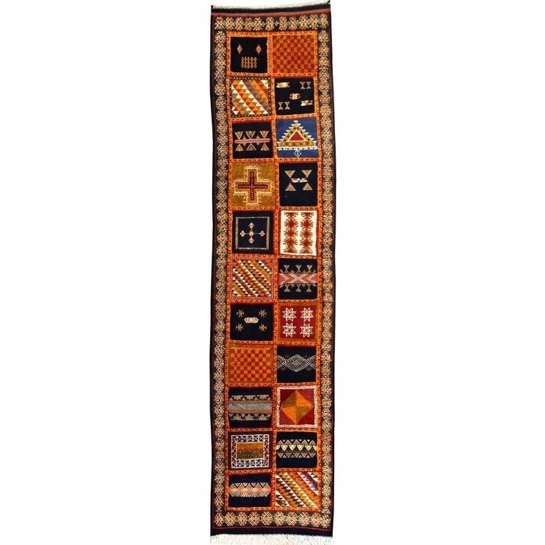 Tapete berbere Tapete Kilim Mellila 60x100 Vermelho/Azul (Tecidos à mão, Lã, Tunísia) Tapete tunisiano kilim, estilo marroquino.