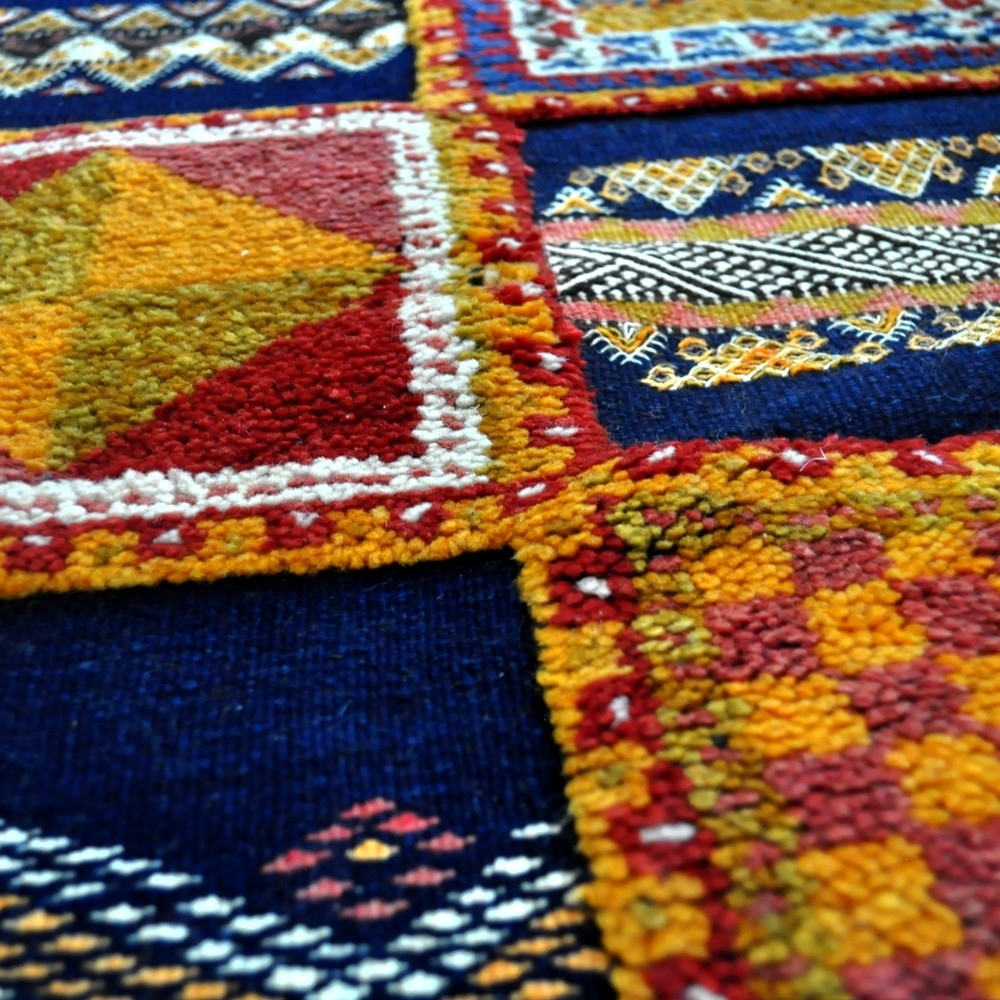 Tapete berbere Tapete Kilim Mellila 60x100 Vermelho/Azul (Tecidos à mão, Lã, Tunísia) Tapete tunisiano kilim, estilo marroquino.