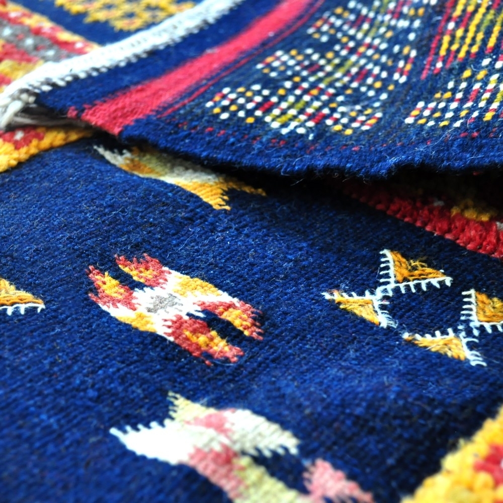 Tapete berbere Tapete Kilim Mellila 60x100 Vermelho/Azul (Tecidos à mão, Lã, Tunísia) Tapete tunisiano kilim, estilo marroquino.