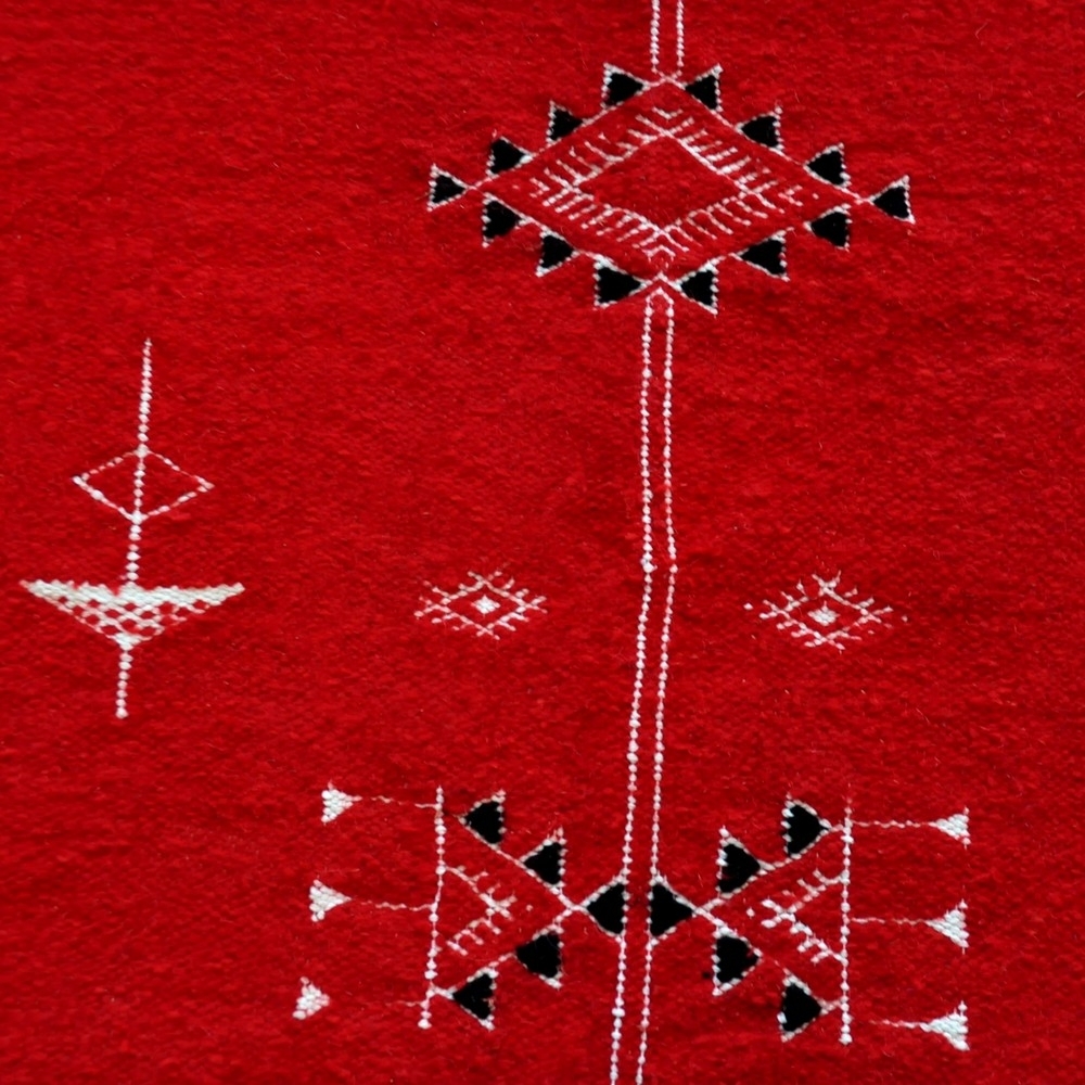 Tapis berbère Tapis Kilim El Galaa 105x175 Rouge (Tissé main, Laine, Tunisie) Tapis kilim tunisien style tapis marocain. Tapis r