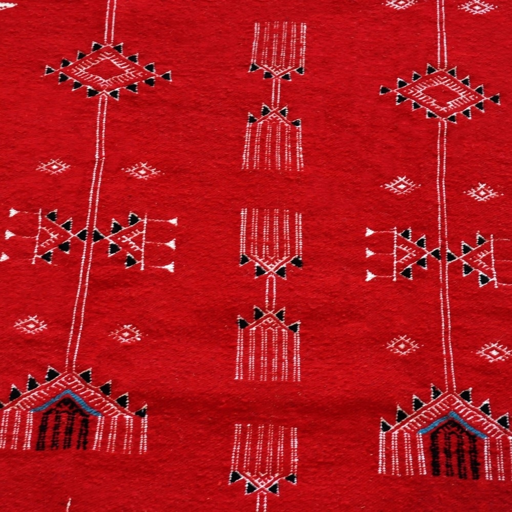 Berber carpet Rug Kilim El Galaa 105x175 Red (Handmade, Wool, Tunisia) Tunisian Rug Kilim style Moroccan rug. Rectangular carpet