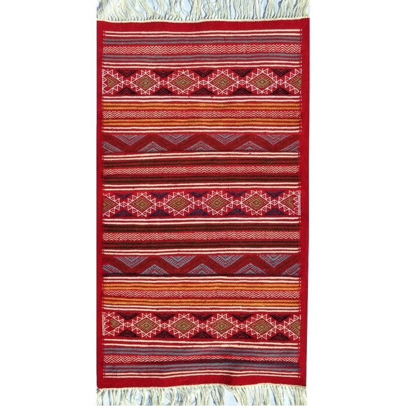 Tapete berbere Tapete Kilim El Guettar 70x105 Multicor (Tecidos à mão, Lã, Tunísia) Tapete tunisiano kilim, estilo marroquino. T